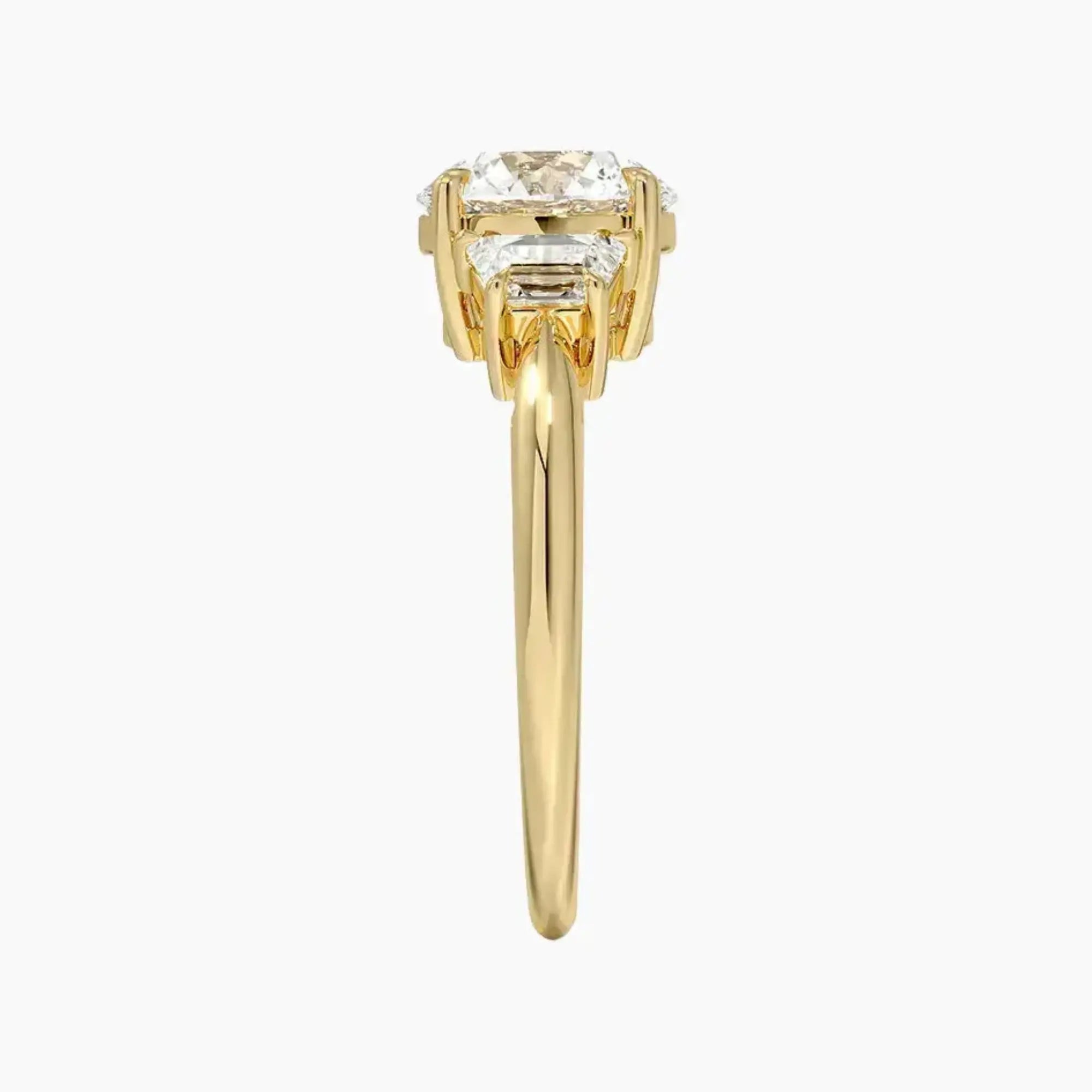 Oriana Round Three Stone 3 Carat Lab Grown Diamond Engagement Ring in 18K White Gold