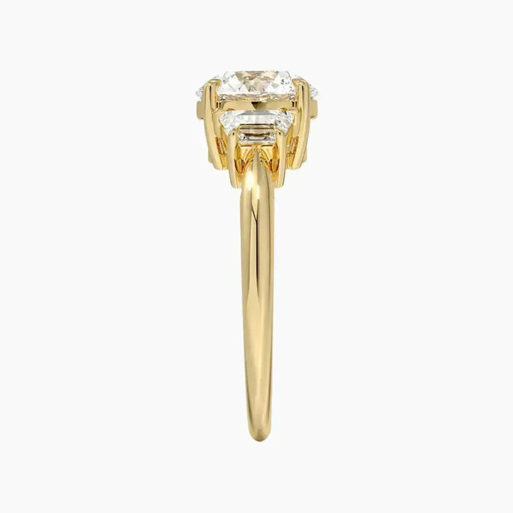 Oriana Round Three Stone 3 Carat Lab Grown Diamond Engagement Ring in 18K Rose Gold