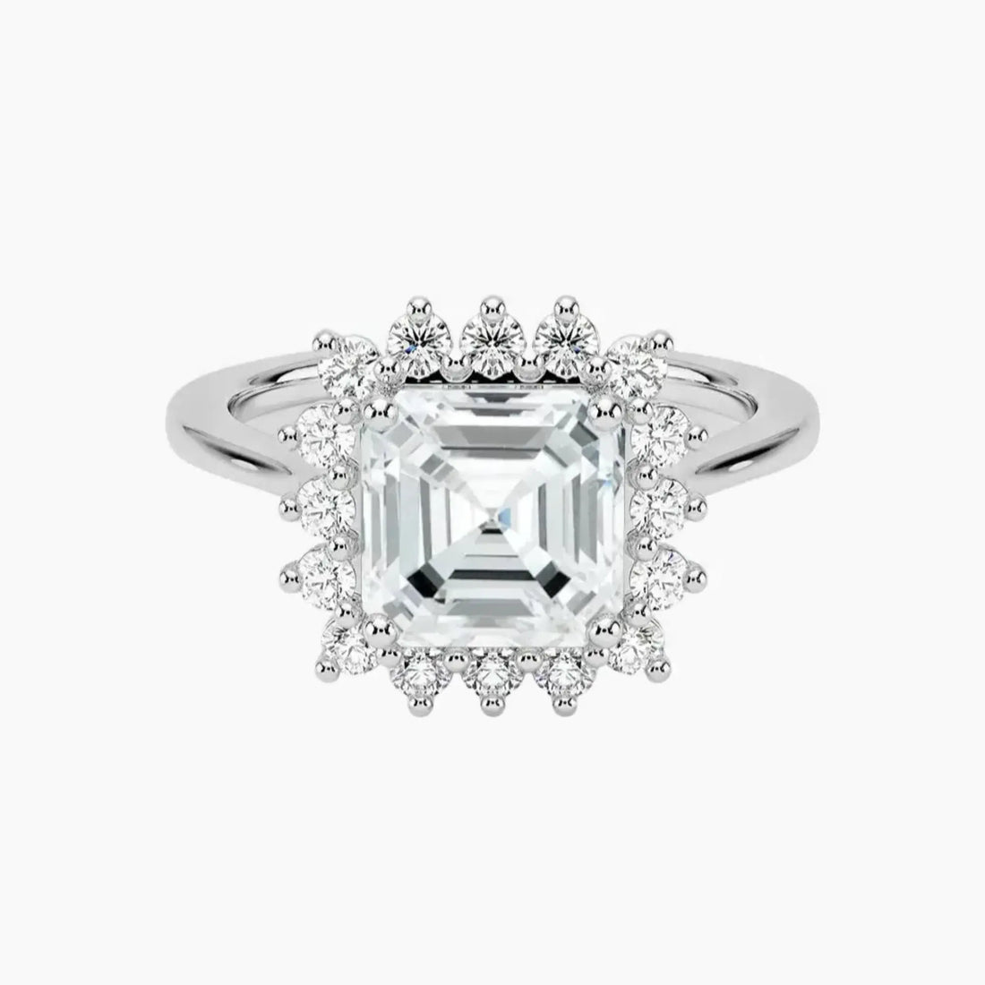 Soraya Asscher Designer 3 Carat Lab Grown Diamond Engagement Ring in 14K White Gold