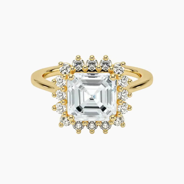 Soraya Asscher Designer 3 Carat Lab Grown Diamond Engagement Ring in 14K Yellow Gold