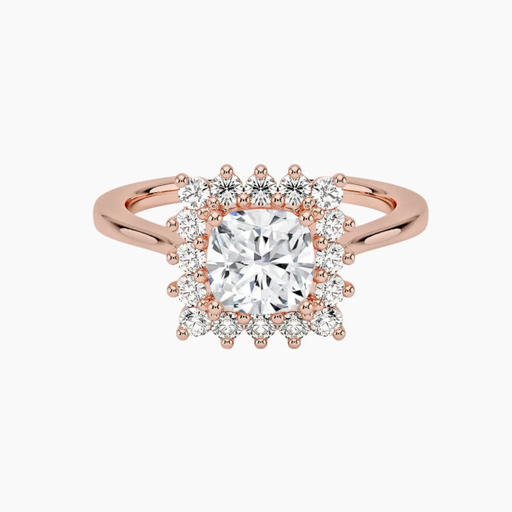 Soraya Cushion Designer 2.5 Carat Lab Grown Diamond Engagement Ring in 14K Rose Gold