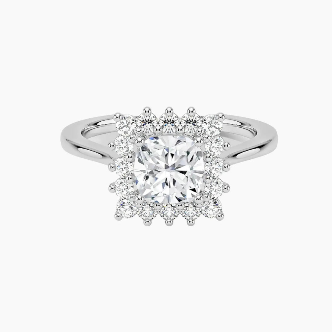 Soraya Cushion Designer 2 Carat Lab Grown Diamond Engagement Ring in 18K White Gold