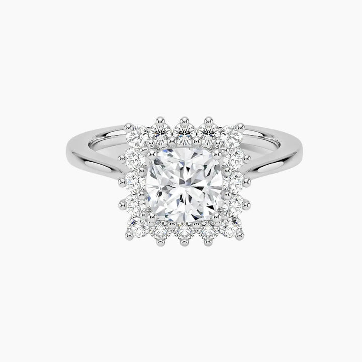 Soraya Cushion Designer 2 Carat Lab Grown Diamond Engagement Ring in 14K White Gold