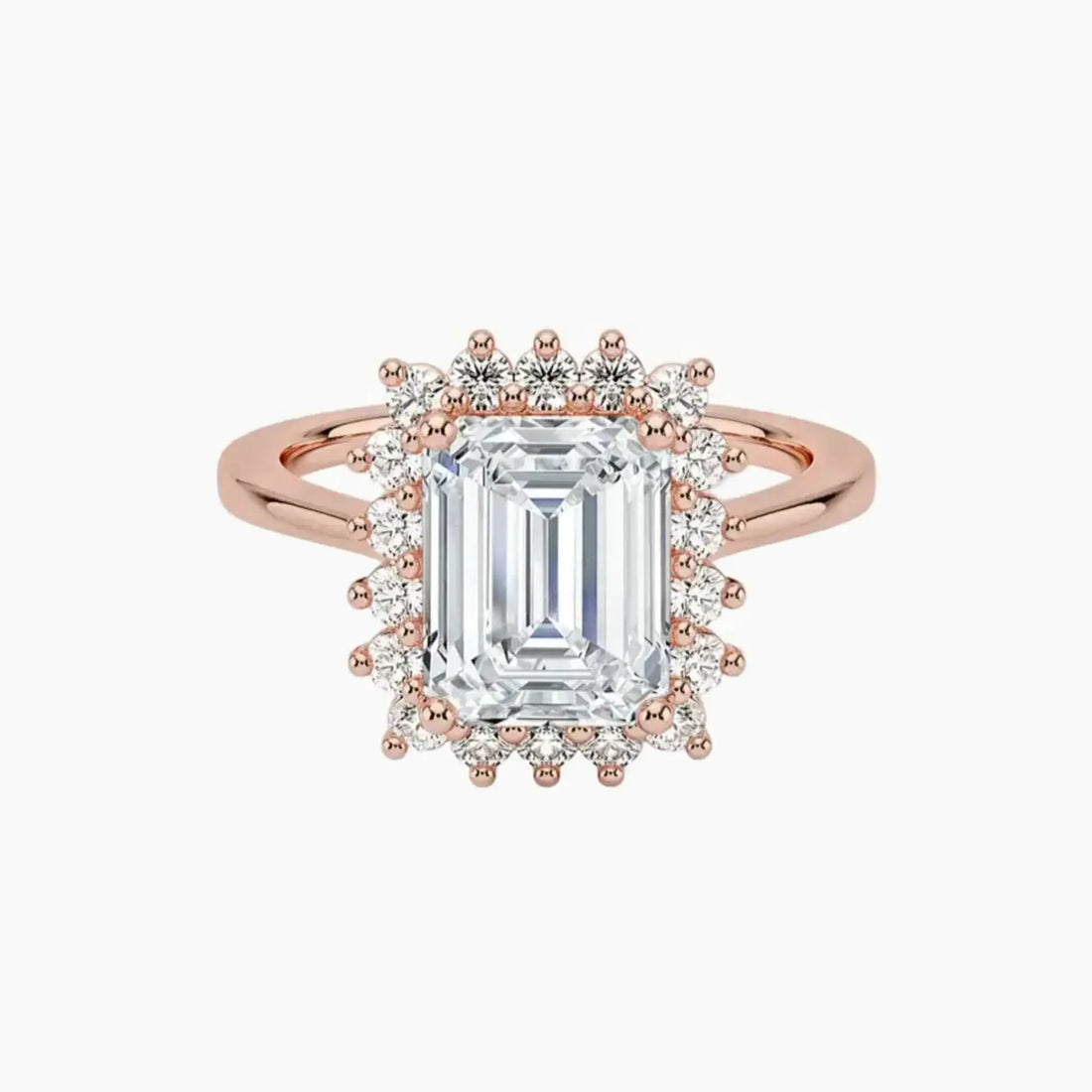 Soraya Emerald Designer 2 Carat Lab Grown Diamond Engagement Ring in 18K White Gold