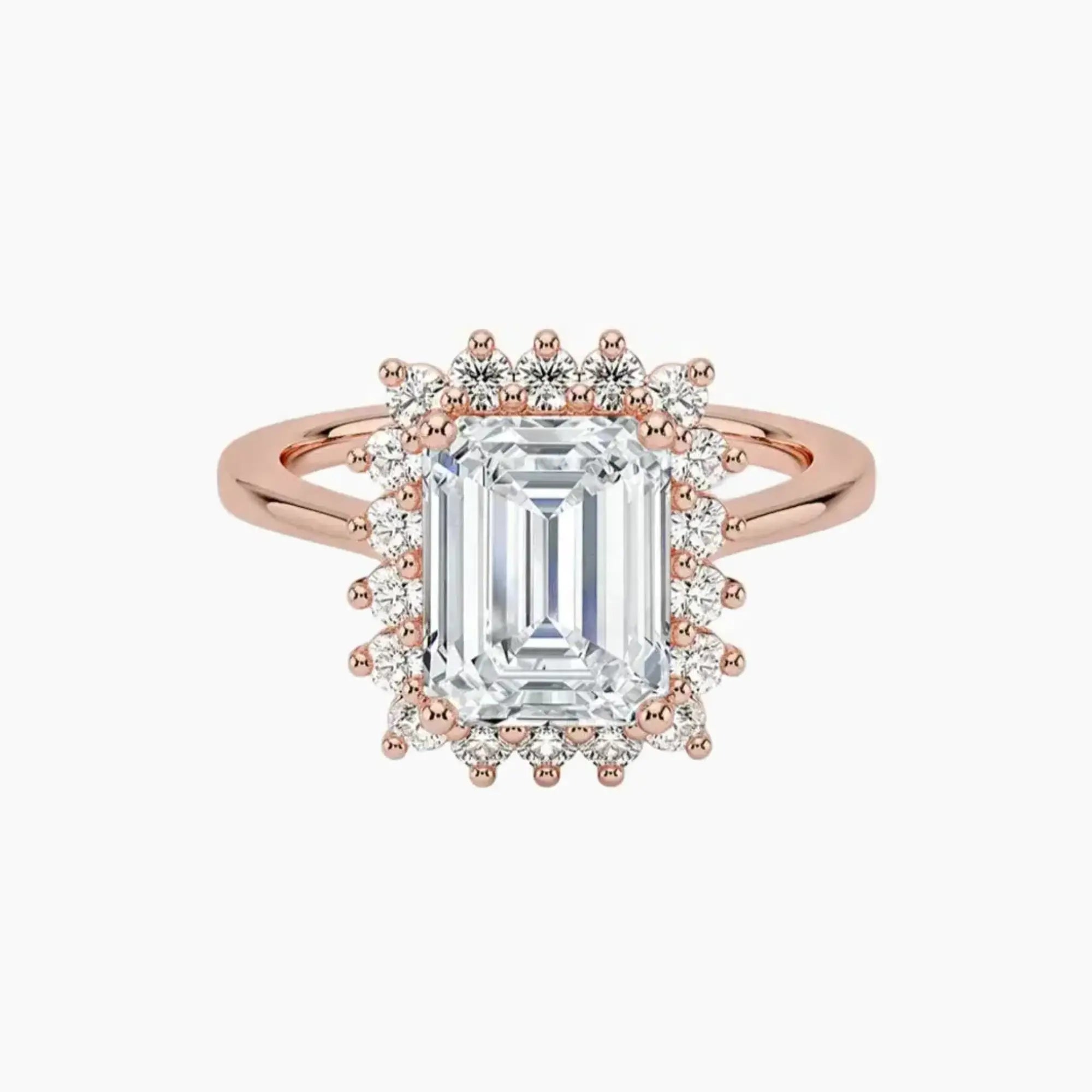Soraya Emerald Designer 2 Carat Lab Grown Diamond Engagement Ring in 14K Rose Gold