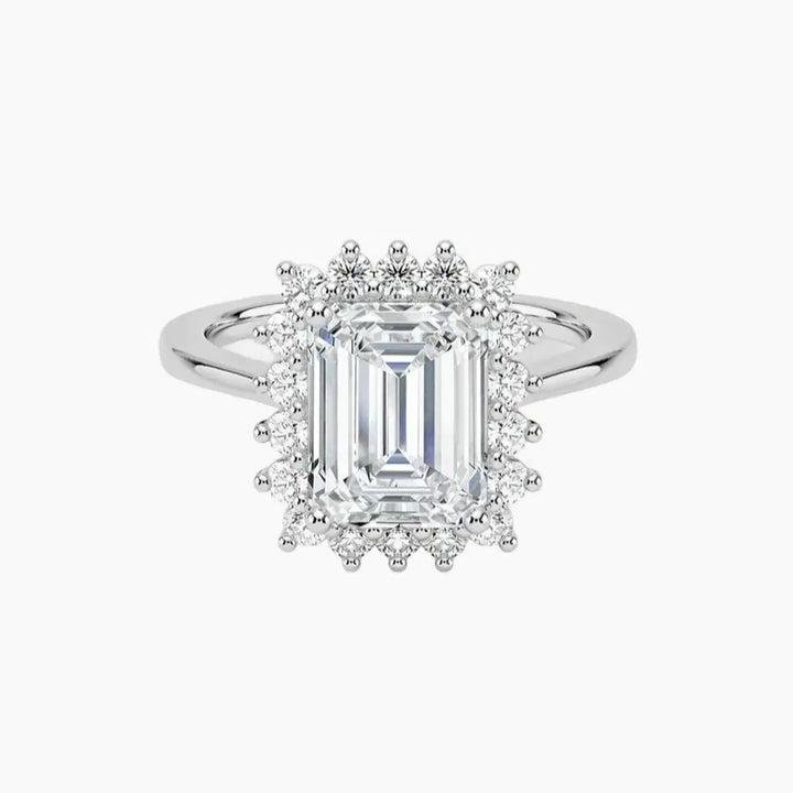 Soraya Emerald Designer 1.5 Carat Lab Grown Diamond Engagement Ring in 18K White Gold