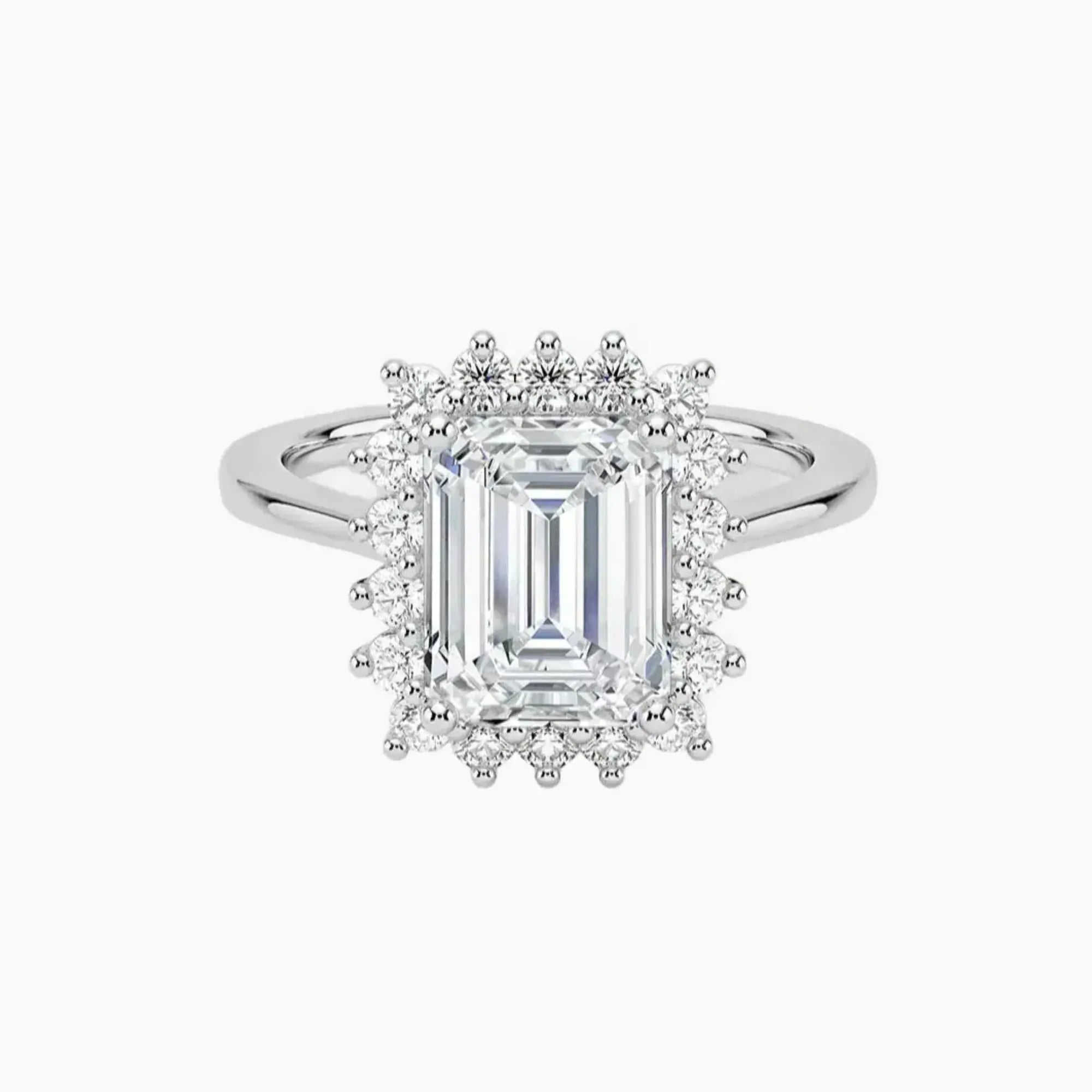 Soraya Emerald Designer 3 Carat Lab Grown Diamond Engagement Ring in 18K White Gold