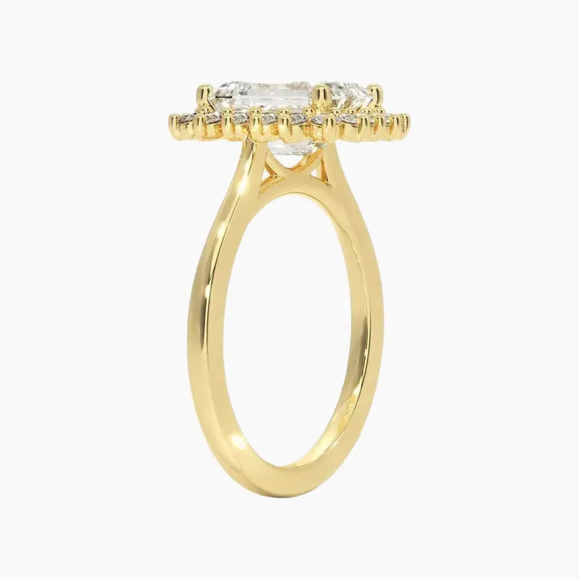 Soraya Emerald Designer 3 Carat Lab Grown Diamond Engagement Ring in 14K Yellow Gold