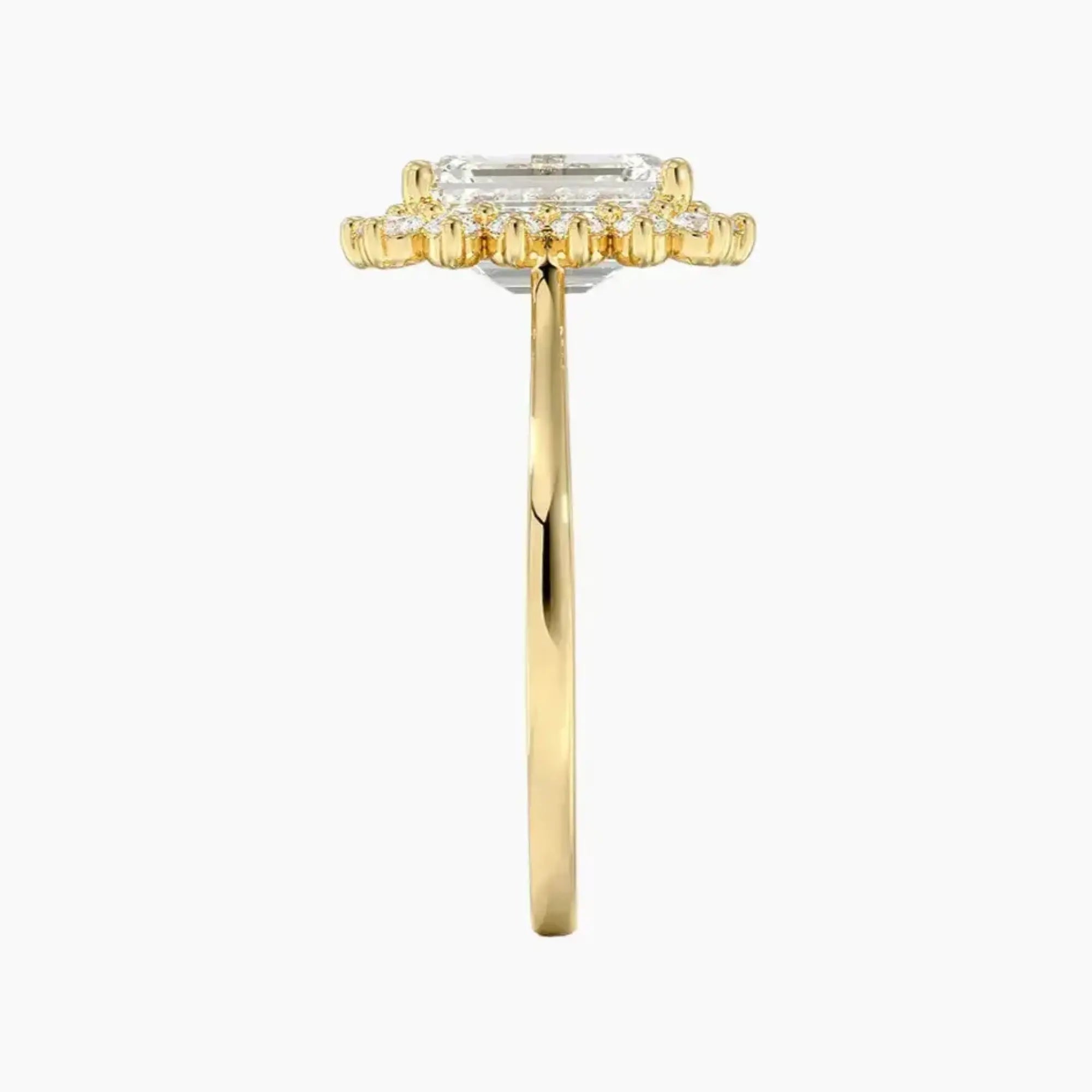 Soraya Emerald Designer 2.5 Carat Lab Grown Diamond Engagement Ring in 18K Yellow Gold