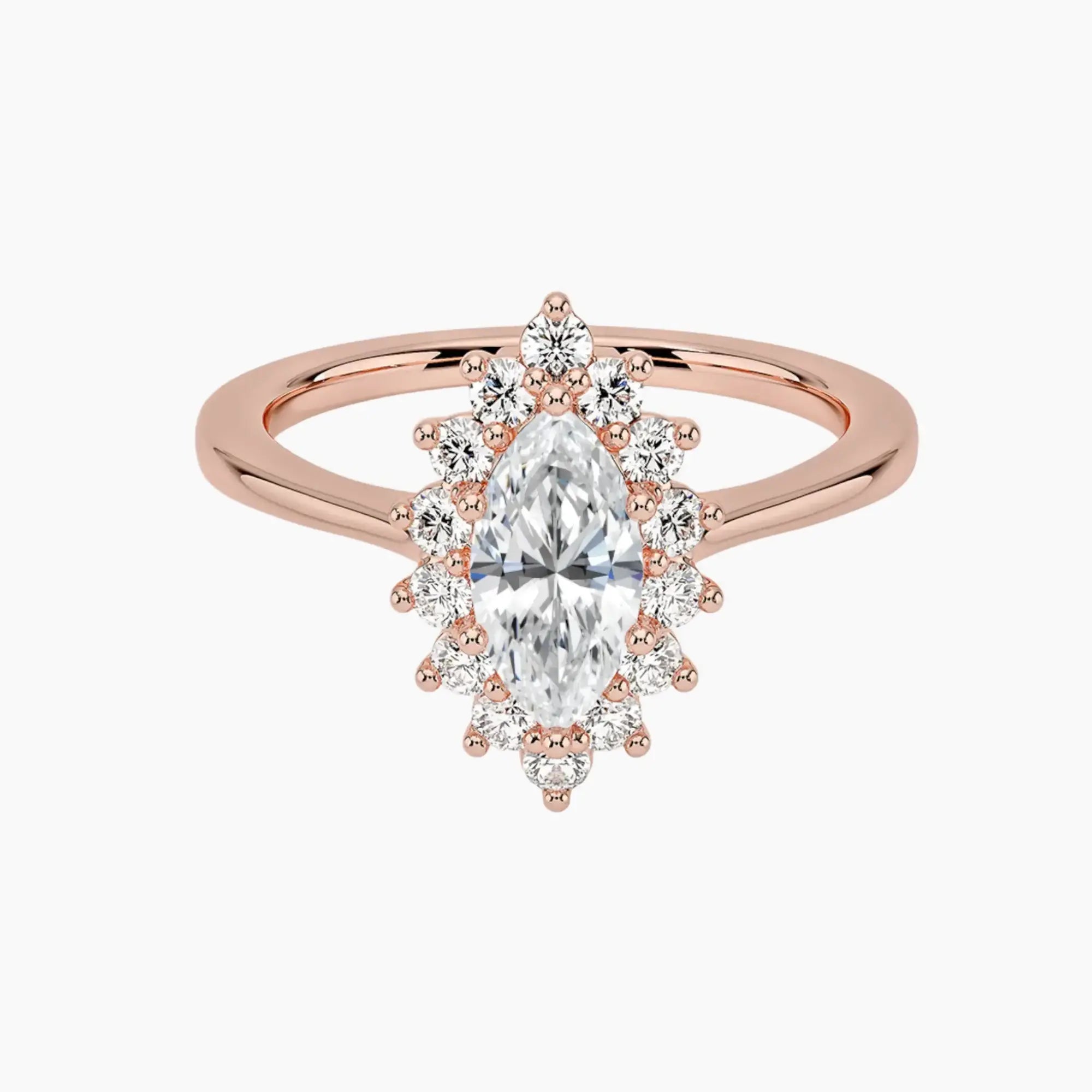 Soraya Marquise Designer 1.5 Carat Lab Grown Diamond Engagement Ring in 14K Rose Gold