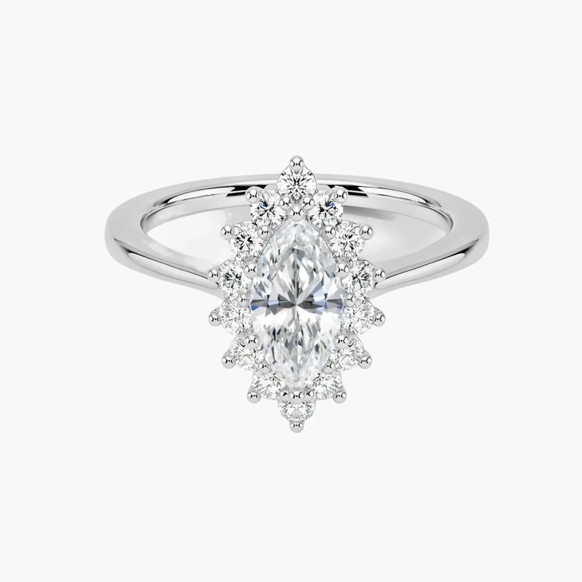 Soraya Marquise Designer 3 Carat Lab Grown Diamond Engagement Ring in 14K White Gold