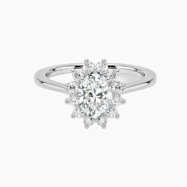 Soraya Oval Designer 3 Carat Lab Grown Diamond Engagement Ring in 14K White Gold