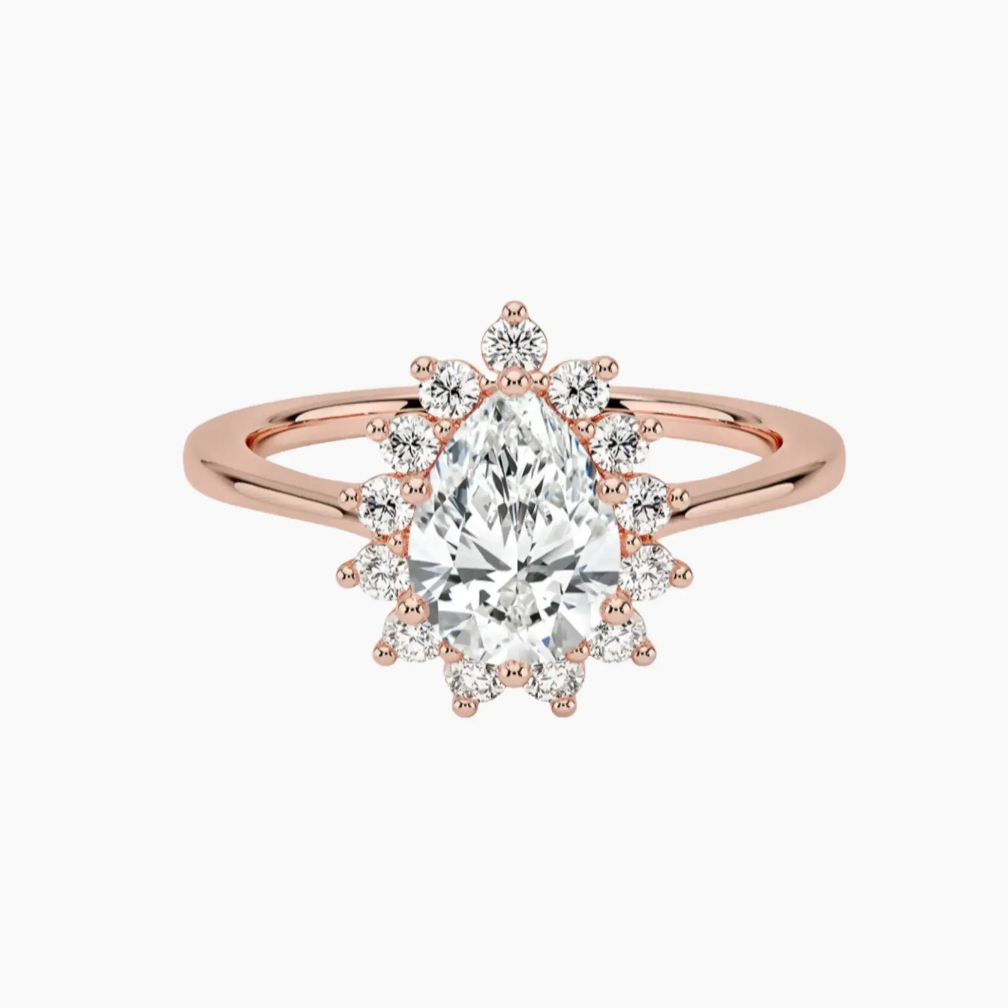 Soraya Pear Designer 2.5 Carat Lab Grown Diamond Engagement Ring in 14K Rose Gold