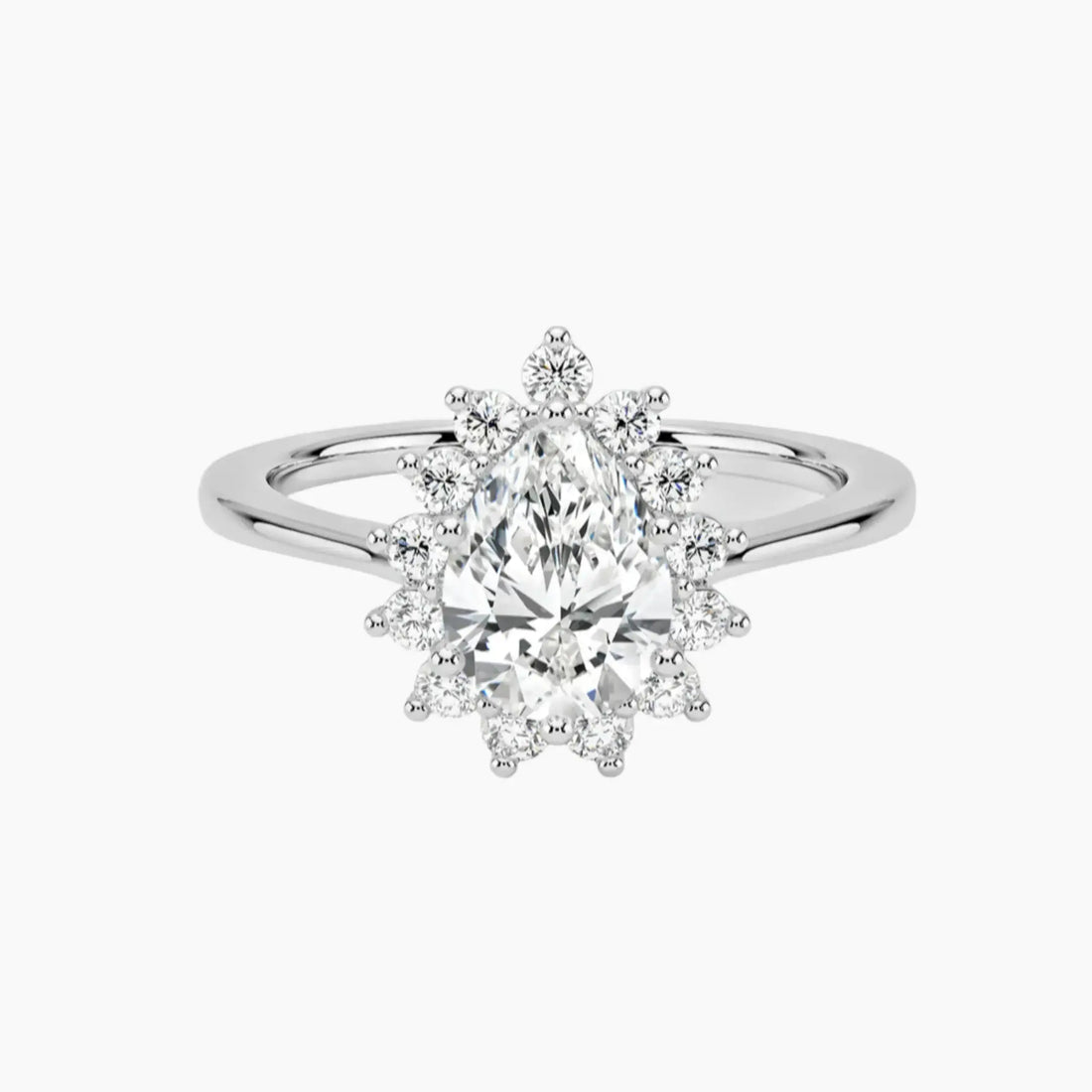 Soraya Pear Designer 2 Carat Lab Grown Diamond Engagement Ring in 18K White Gold