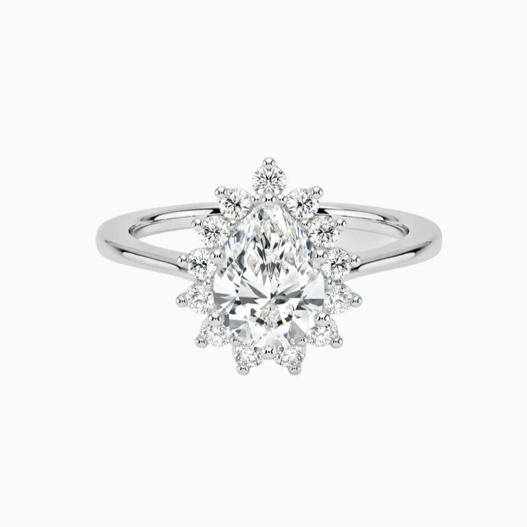 Soraya Pear Designer 1.5 Carat Lab Grown Diamond Engagement Ring in 14K White Gold
