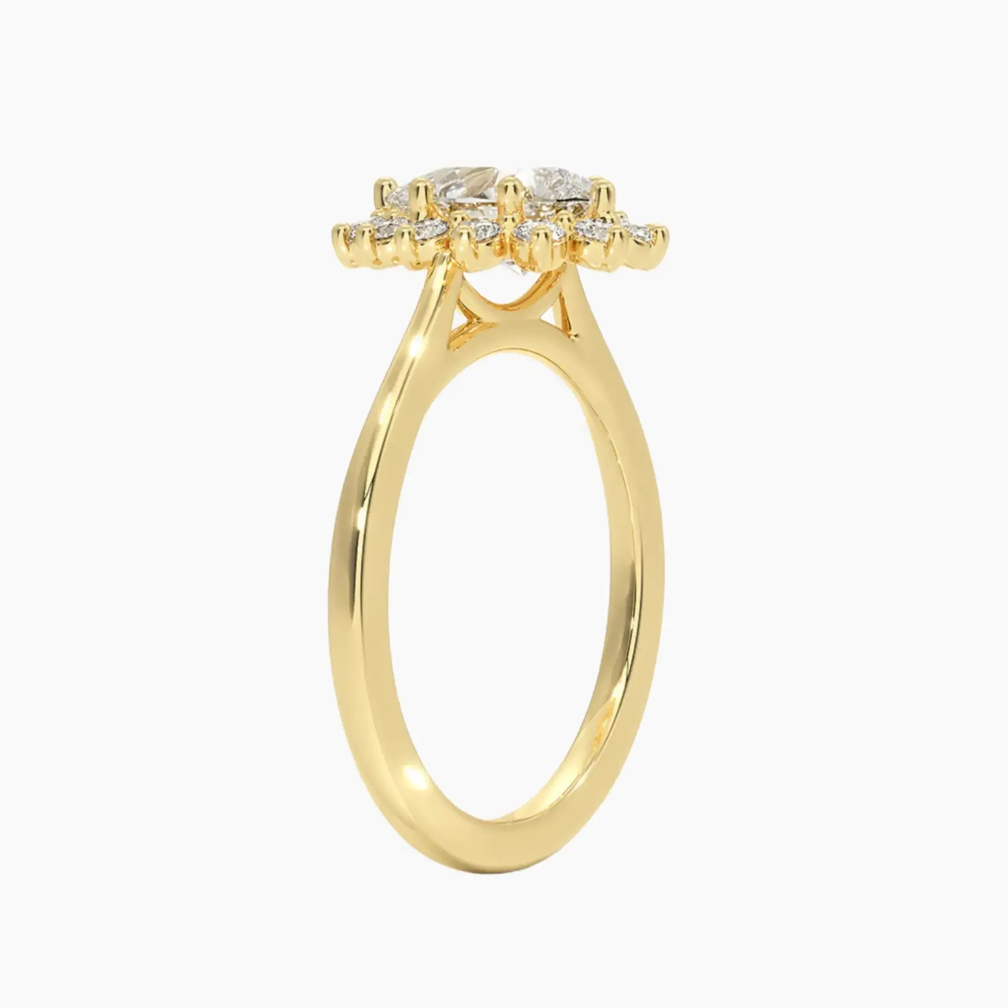 Soraya Pear Designer 2 Carat Lab Grown Diamond Engagement Ring in 18K Yellow Gold
