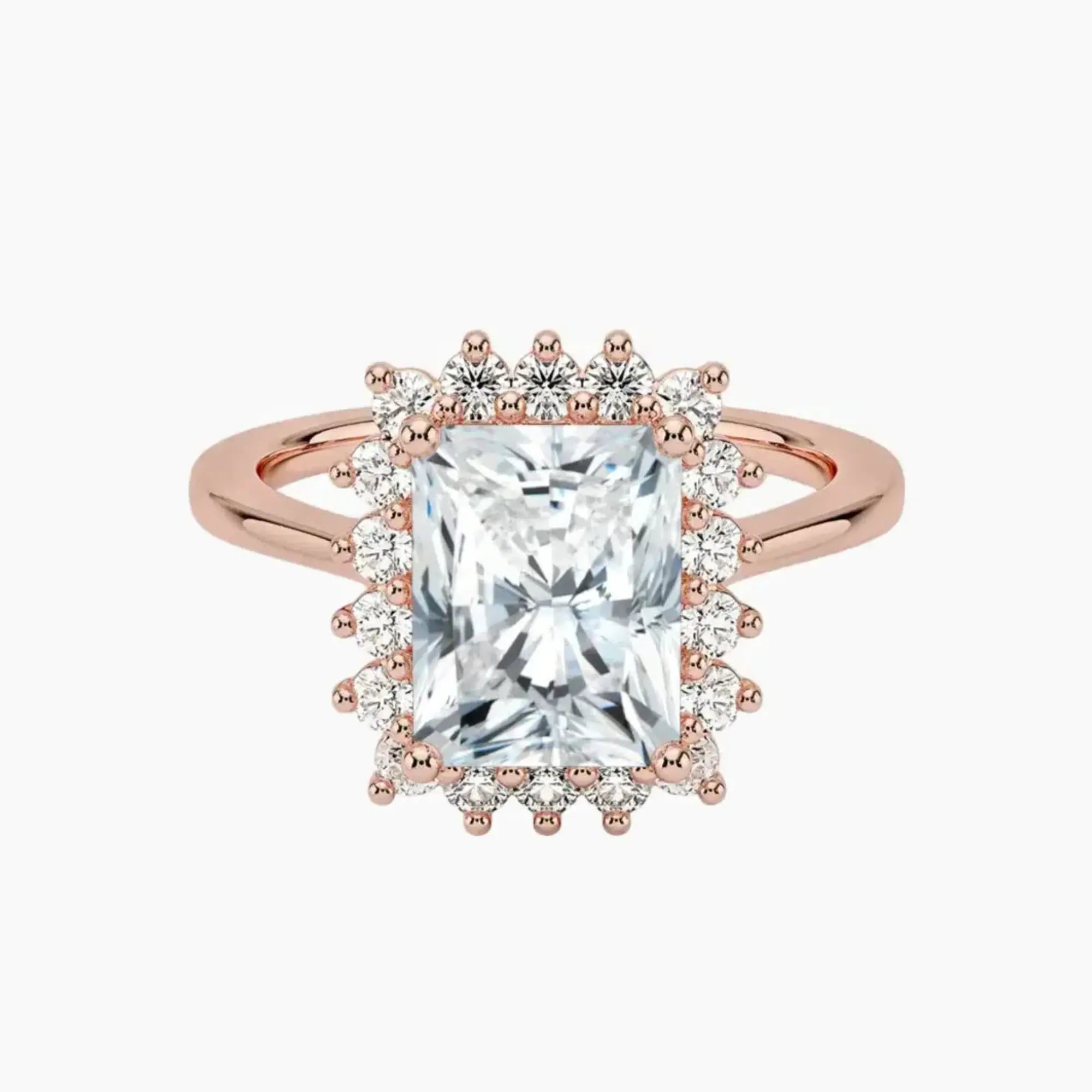 Soraya Radiant Designer 3 Carat Lab Grown Diamond Engagement Ring in 18K Rose Gold