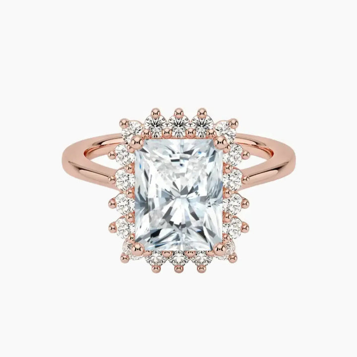 Soraya Radiant Designer 3 Carat Lab Grown Diamond Engagement Ring in 18K Rose Gold