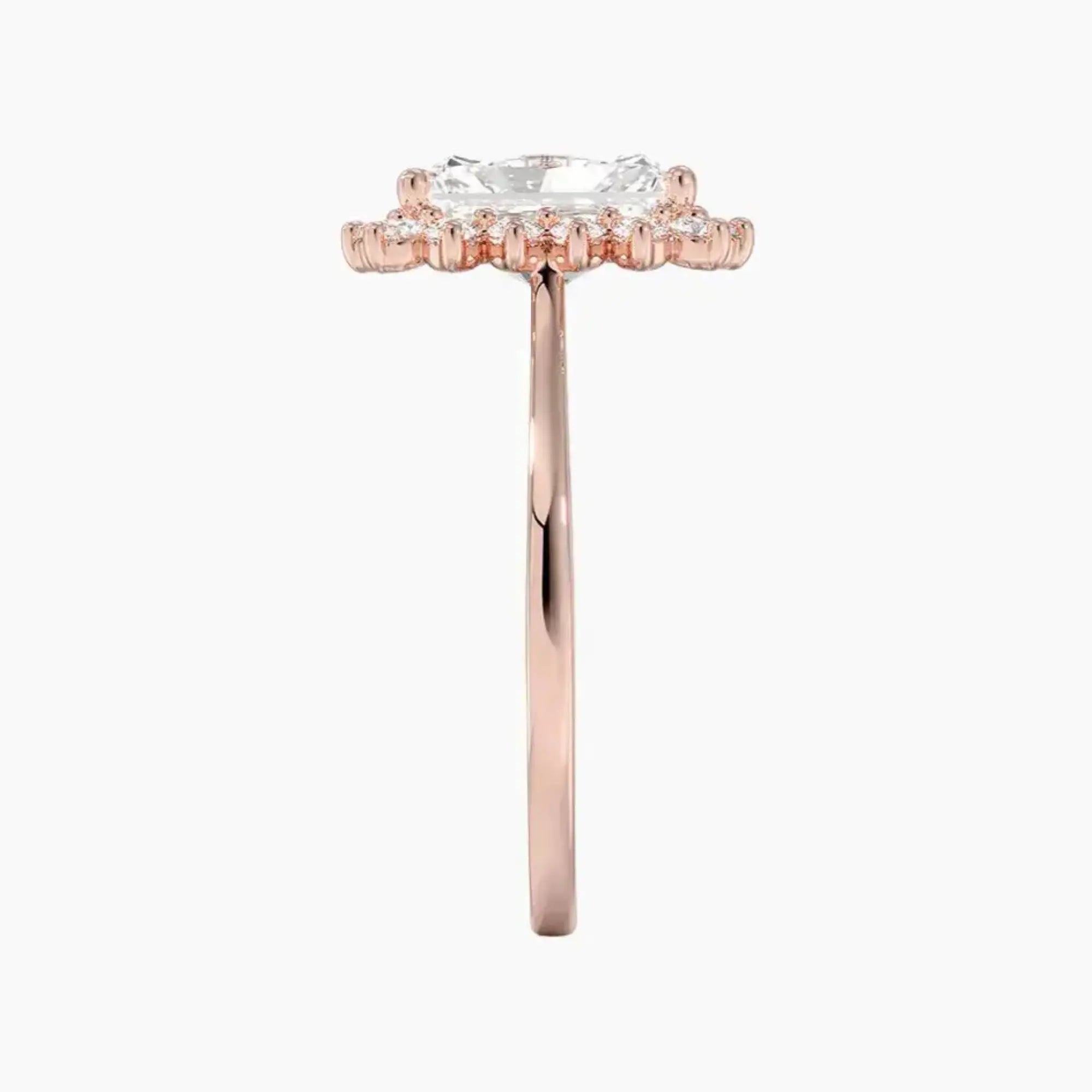 Soraya Radiant Designer Diamond Ring Setting in 14K Rose Gold