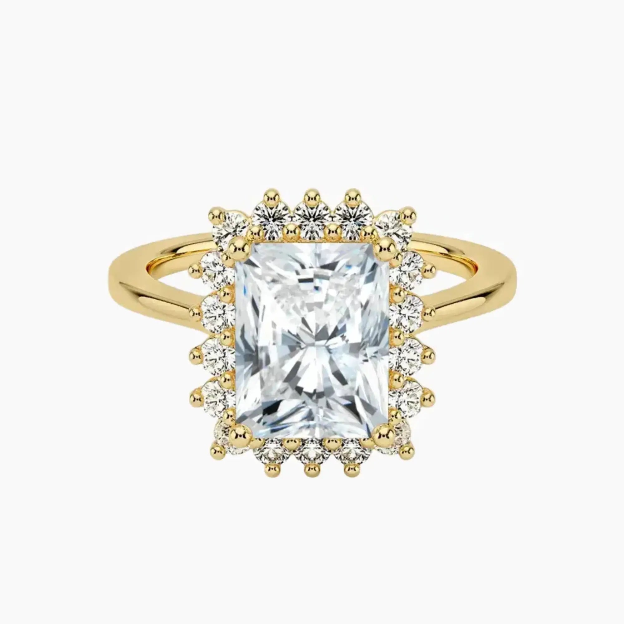 Soraya Radiant Designer 2.5 Carat Lab Grown Diamond Engagement Ring in 14K Yellow Gold