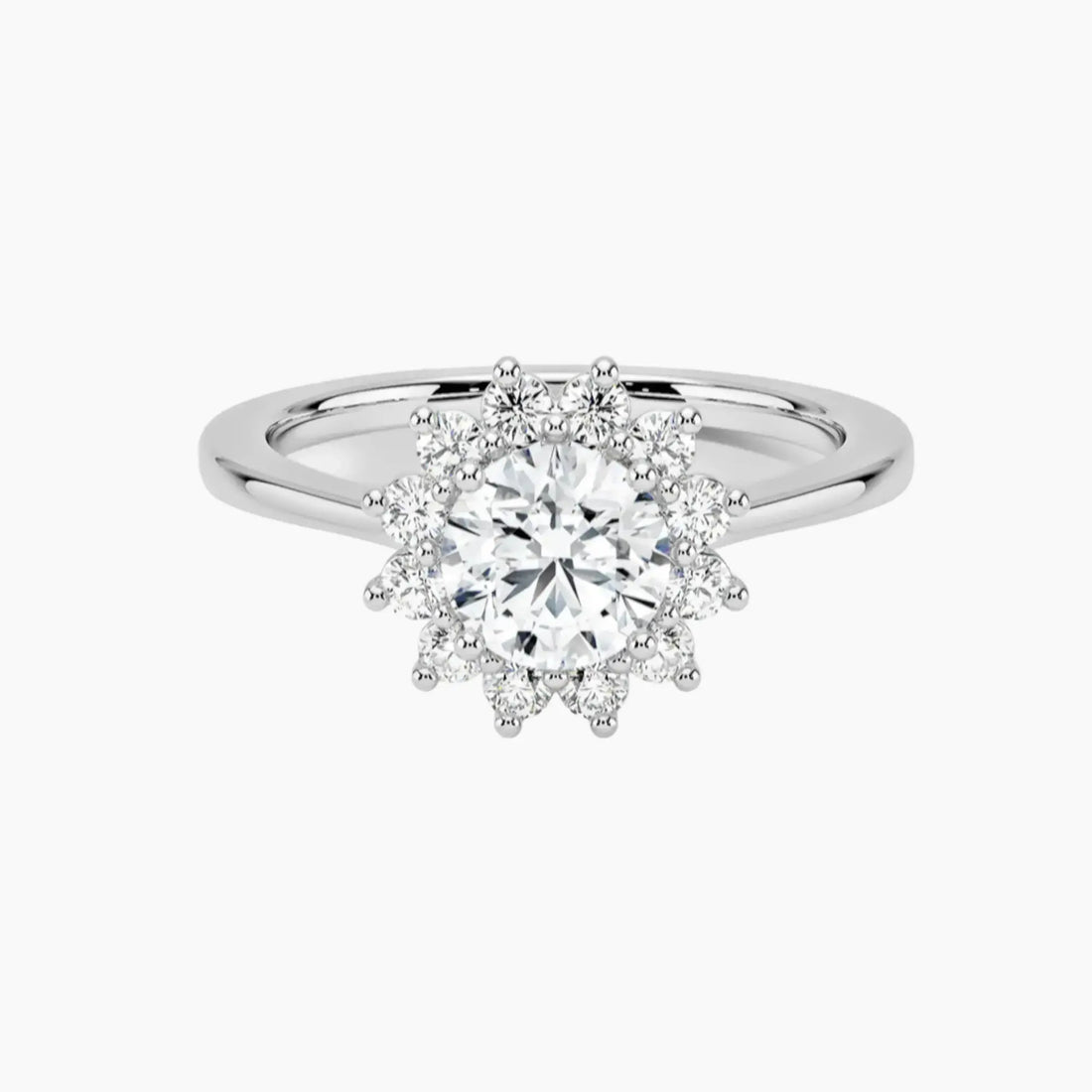 Soraya Round Designer 1.5 Carat Lab Grown Diamond Engagement Ring in 18K White Gold