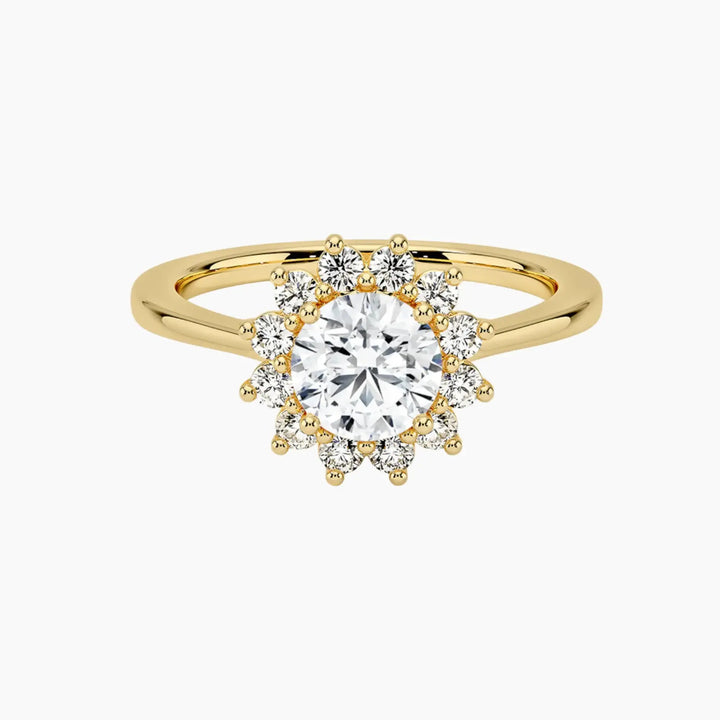 Soraya Round Designer 1.5 Carat Lab Grown Diamond Engagement Ring in 14K Yellow Gold