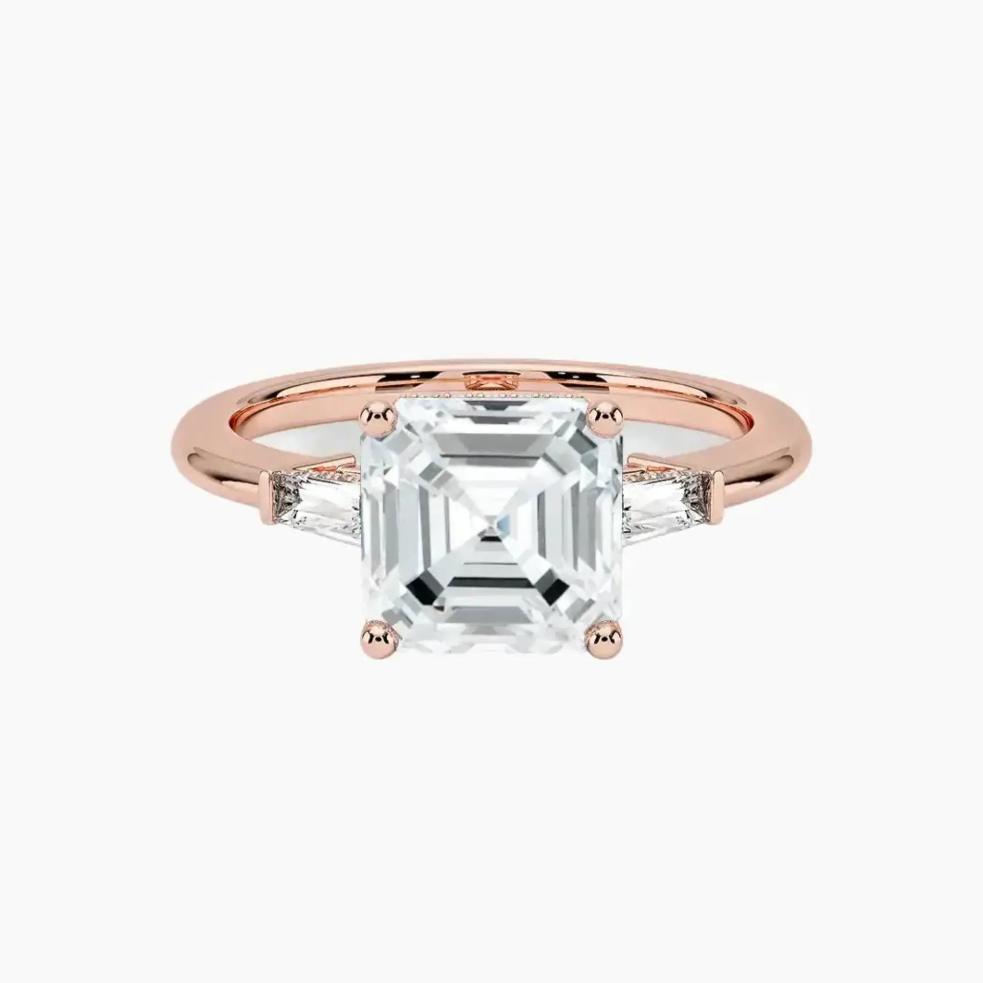 Nyx Asscher Hidden Halo 1 Carat Lab Grown Diamond Engagement Ring in 18K Rose Gold