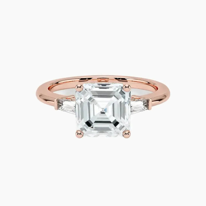 Nyx Asscher Hidden Halo 3 Carat Lab Grown Diamond Engagement Ring in 14K Rose Gold