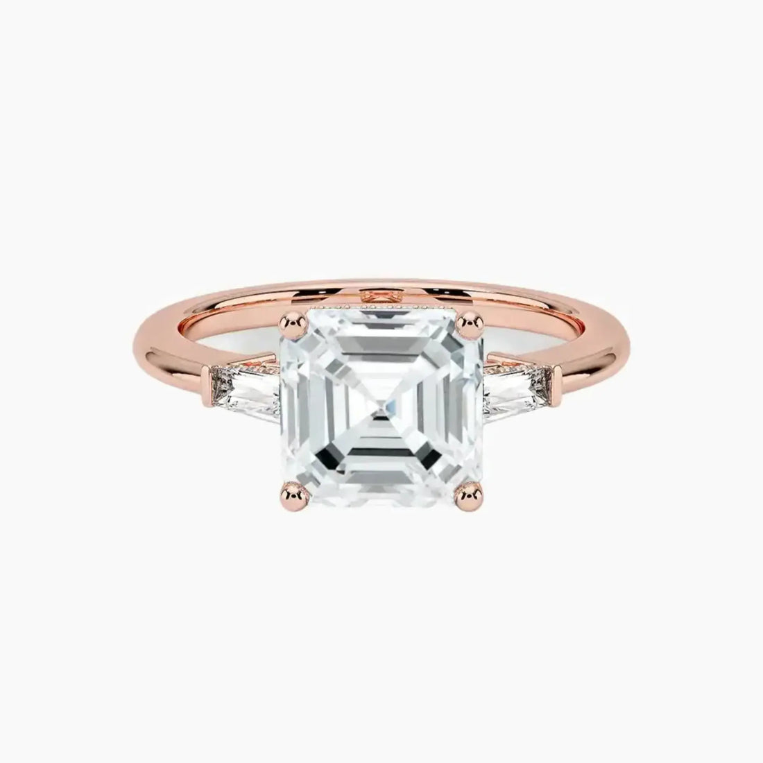 Nyx Asscher Hidden Halo 3 Carat Lab Grown Diamond Engagement Ring in 14K Yellow Gold