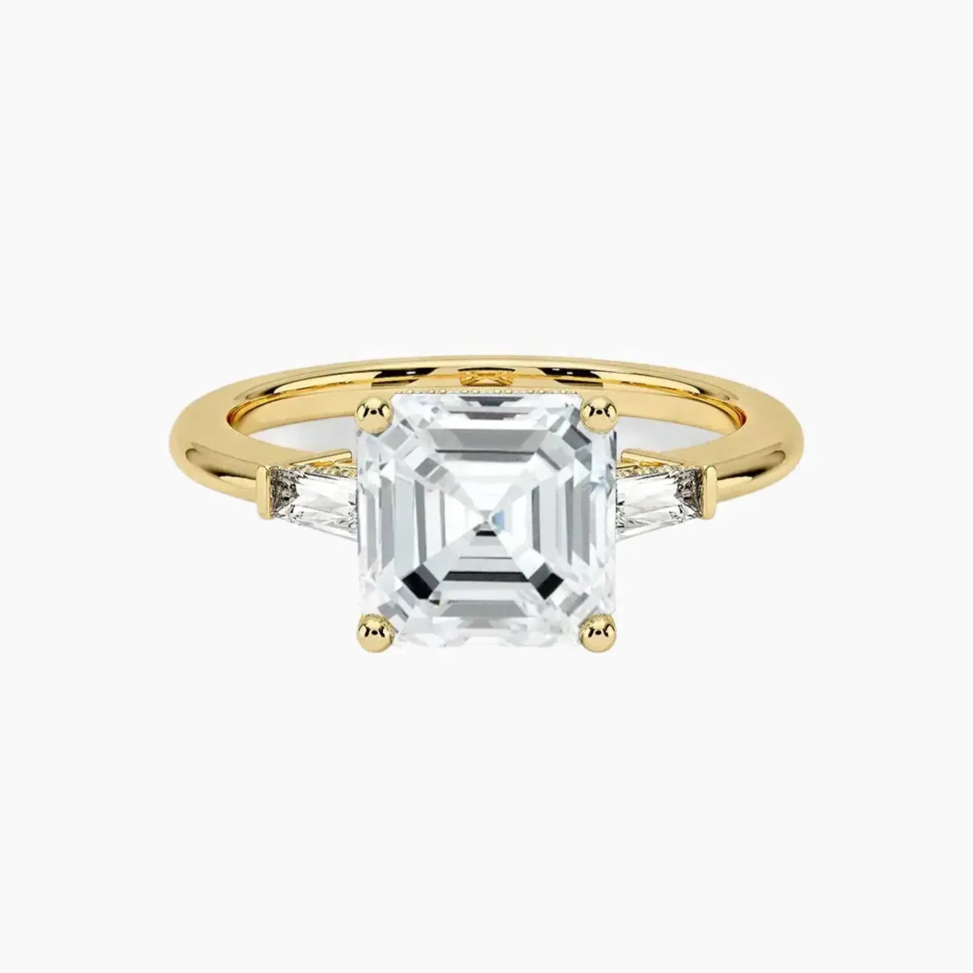Nyx Asscher Hidden Halo 2.5 Carat Lab Grown Diamond Engagement Ring in 18K Yellow Gold