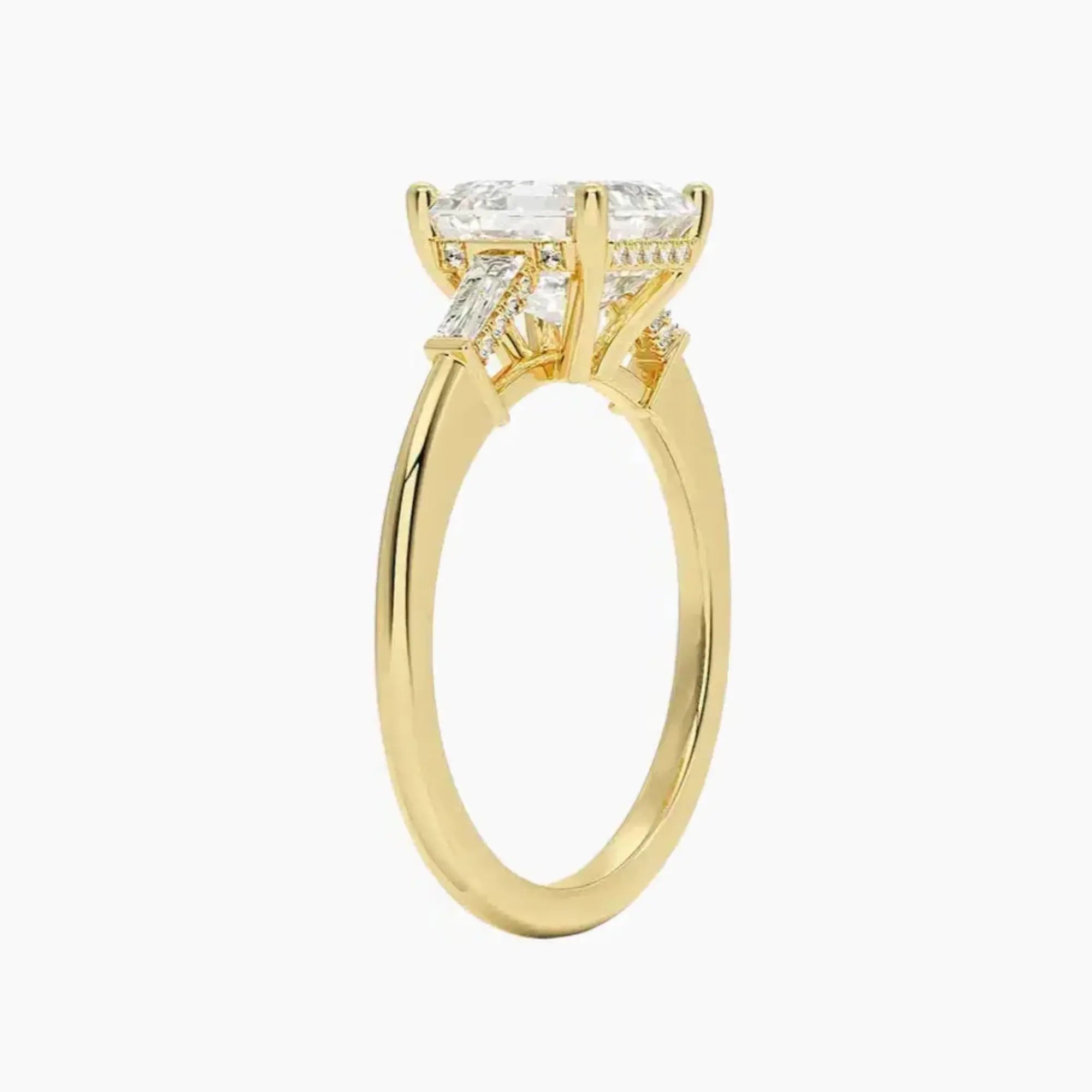 Nyx Asscher Hidden Halo 3 Carat Lab Grown Diamond Engagement Ring in 18K White Gold