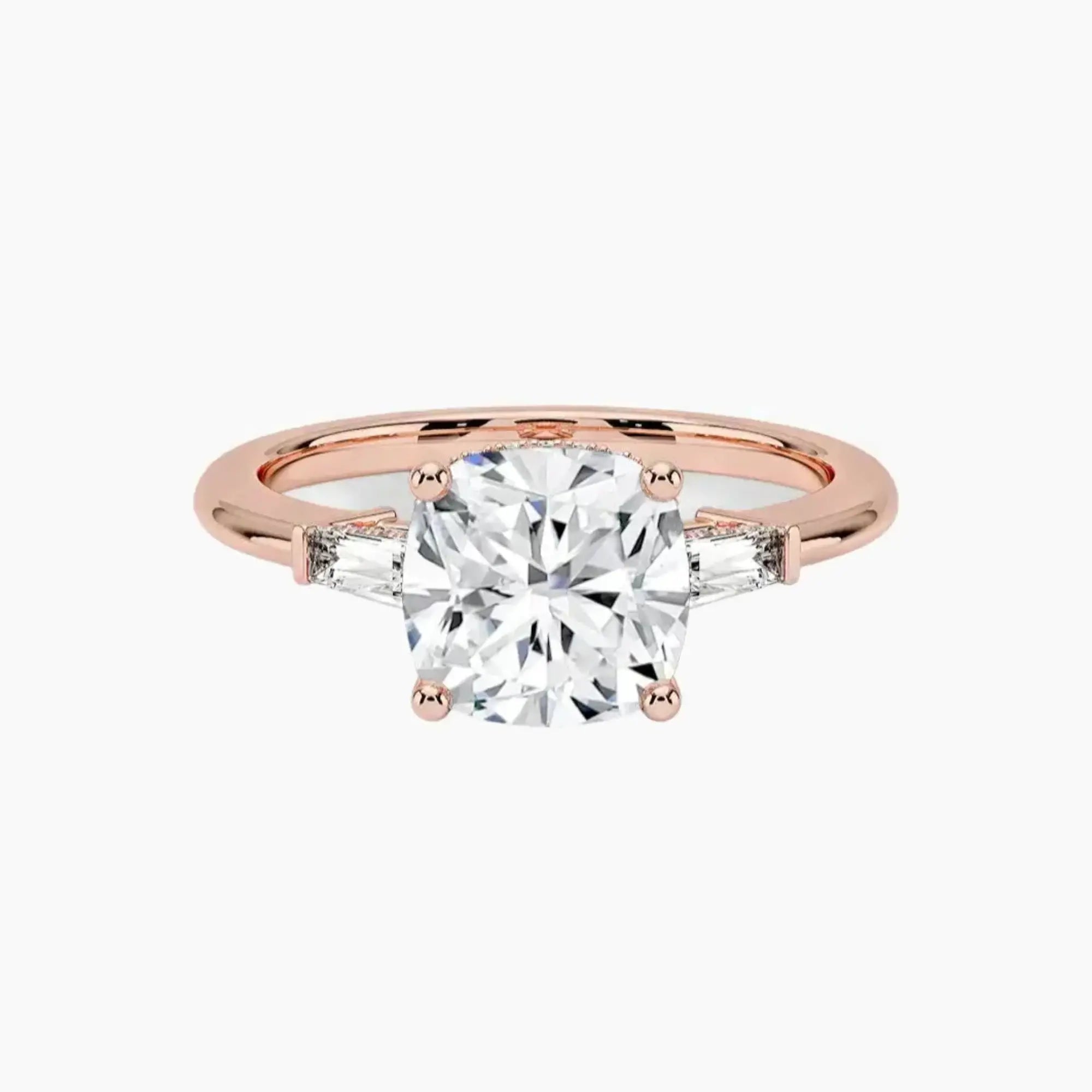 Nyx Cushion Hidden Halo Diamond Ring Setting in 18K Rose Gold