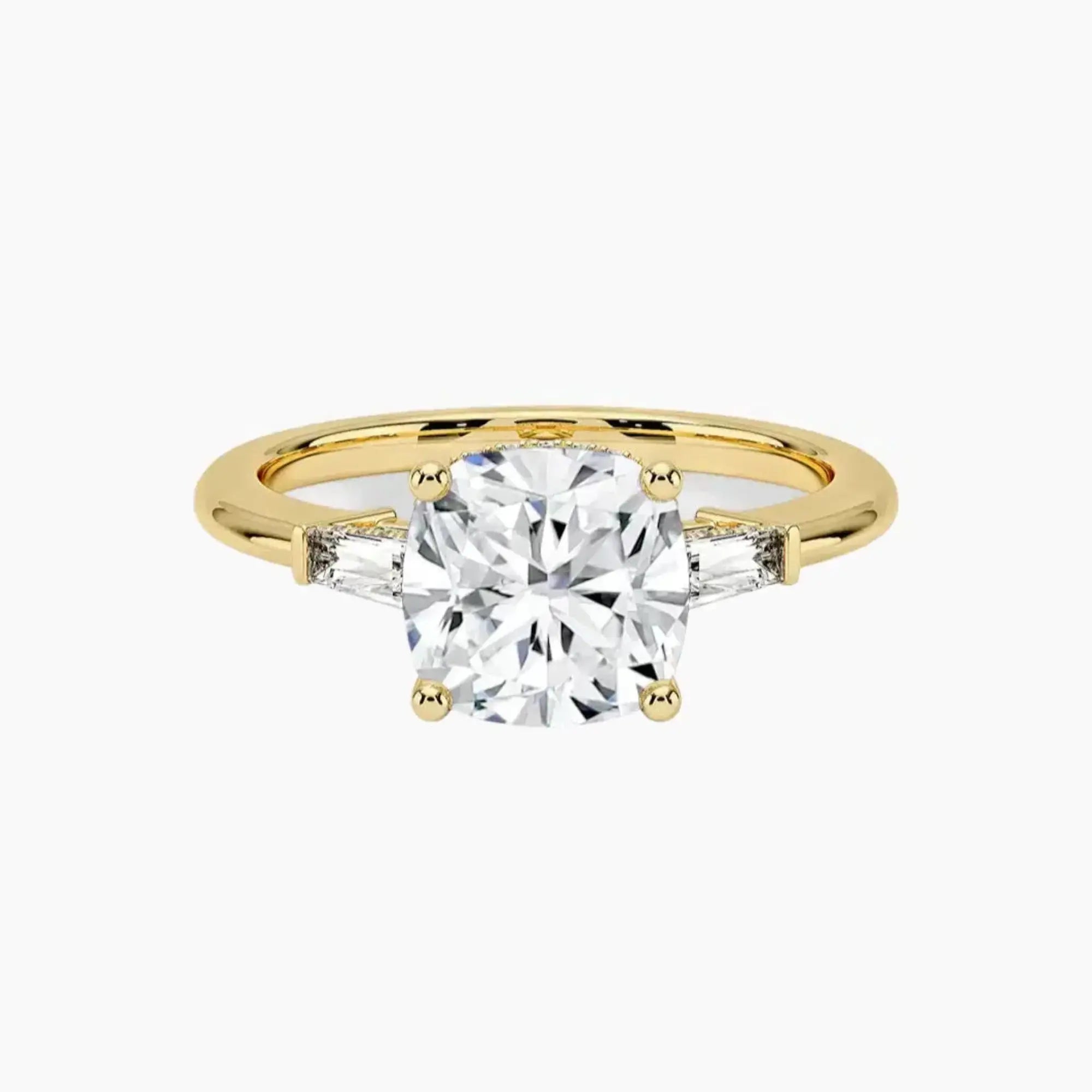 Nyx Cushion Hidden Halo 3 Carat Lab Grown Diamond Engagement Ring in 14K Yellow Gold