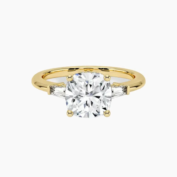 Nyx Cushion Hidden Halo 3 Carat Lab Grown Diamond Engagement Ring in 14K Yellow Gold