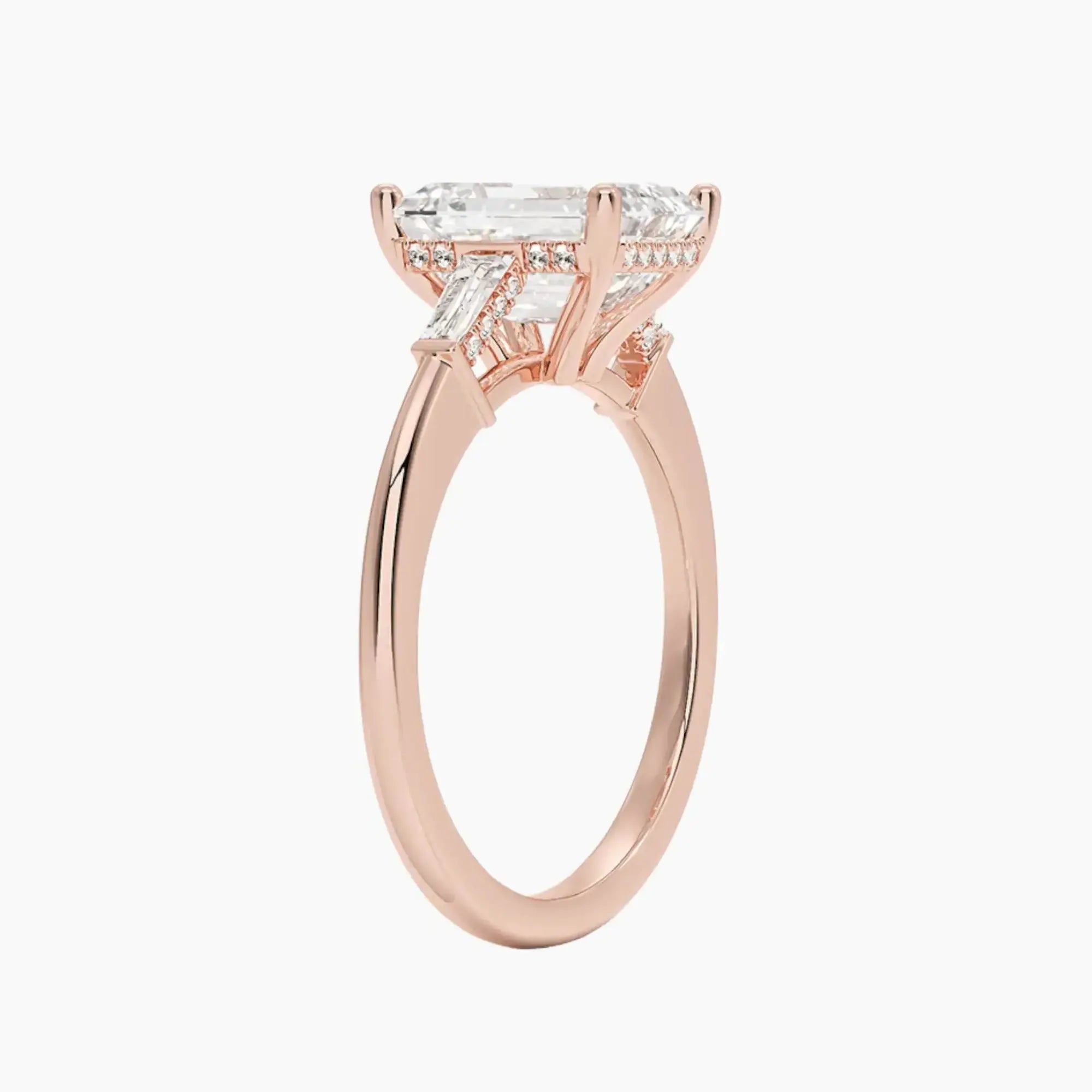 Nyx Emerald Hidden Halo Diamond Ring Setting in 18K Yellow Gold