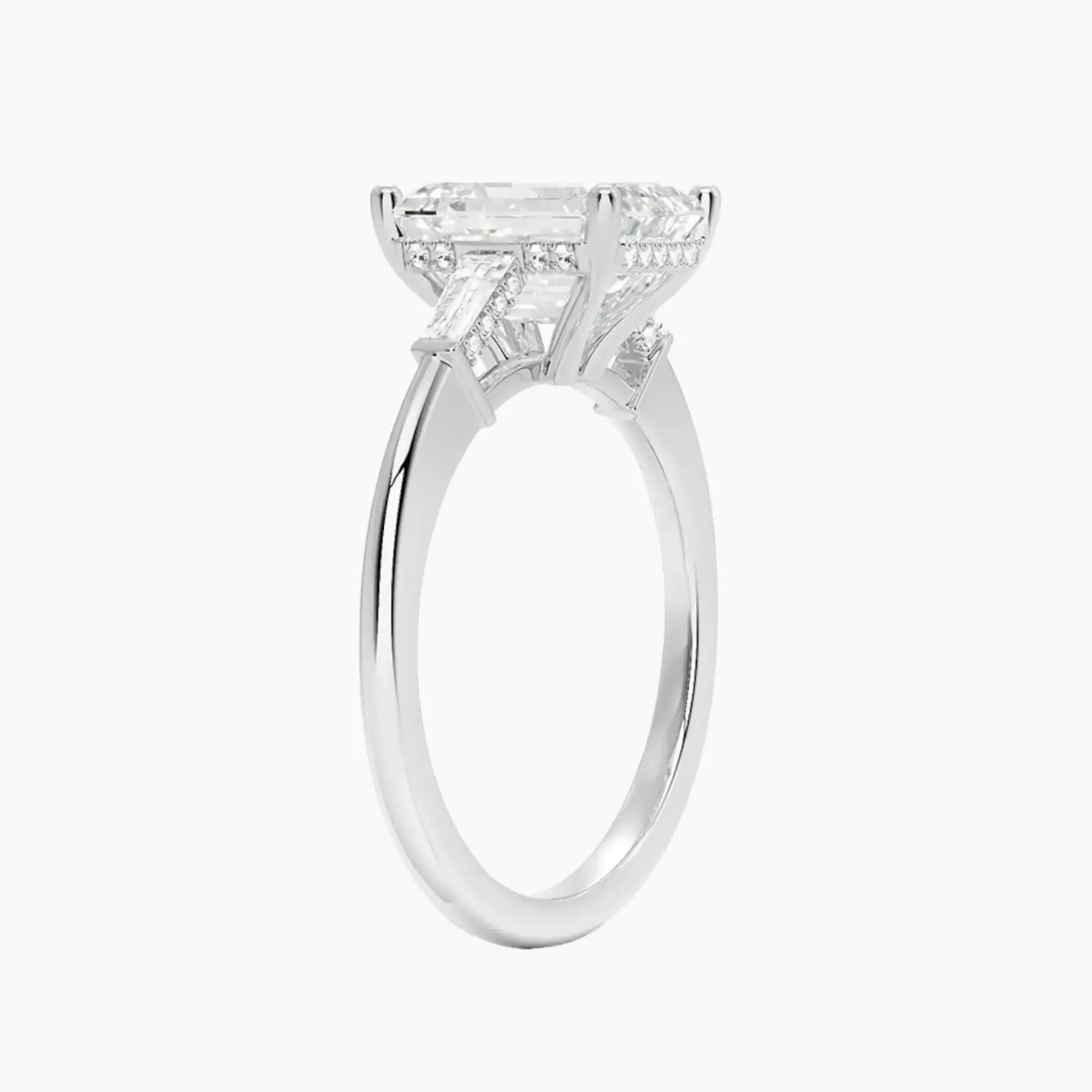 Nyx Emerald Hidden Halo 2 Carat Lab Grown Diamond Engagement Ring in 18K White Gold