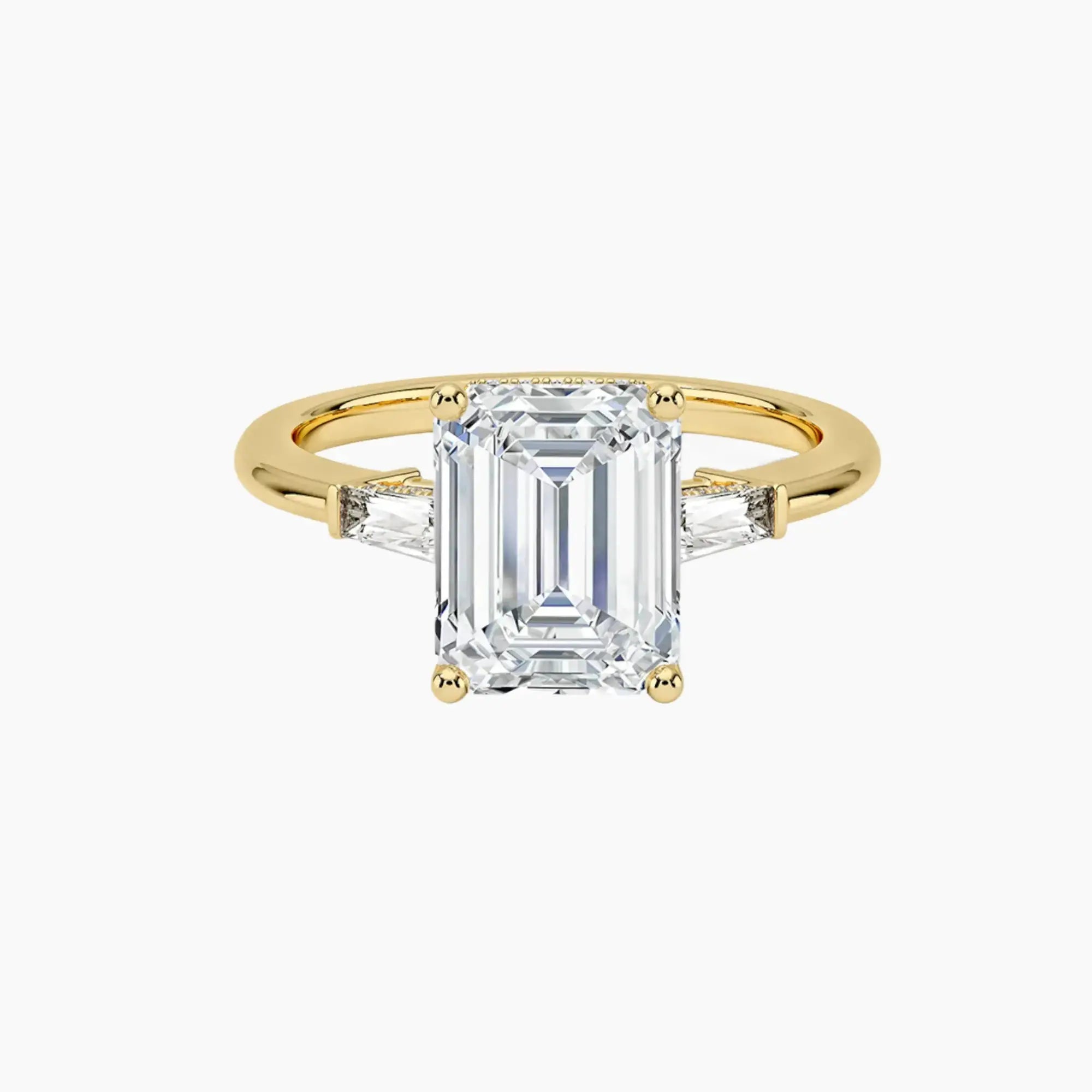 Nyx Emerald Hidden Halo 2 Carat Lab Grown Diamond Engagement Ring in 18K Yellow Gold