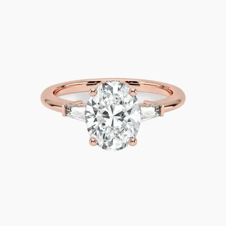 Nyx Oval Hidden Halo 3 Carat Lab Grown Diamond Engagement Ring in 18K Rose Gold