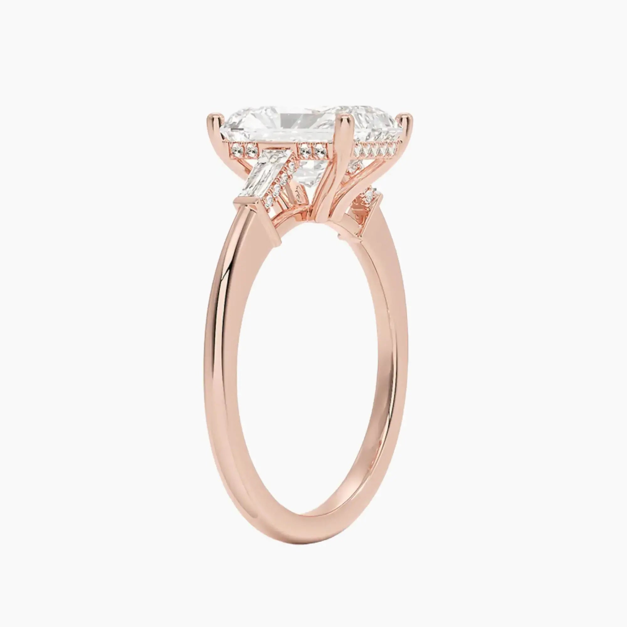 Nyx Radiant Hidden Halo 2.5 Carat Lab Grown Diamond Engagement Ring in 18K Yellow Gold