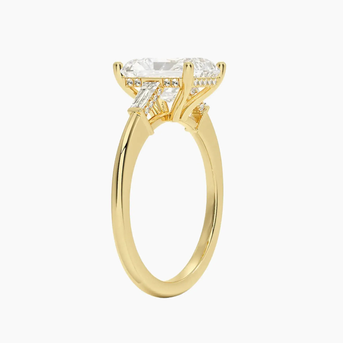 Nyx Radiant Hidden Halo 2.5 Carat Lab Grown Diamond Engagement Ring in 18K Yellow Gold