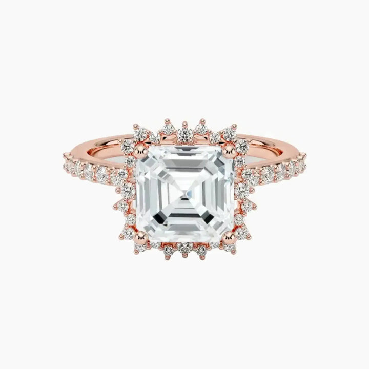 Coraline Asscher Designer 2 Carat Lab Grown Diamond Engagement Ring in 18K Rose Gold