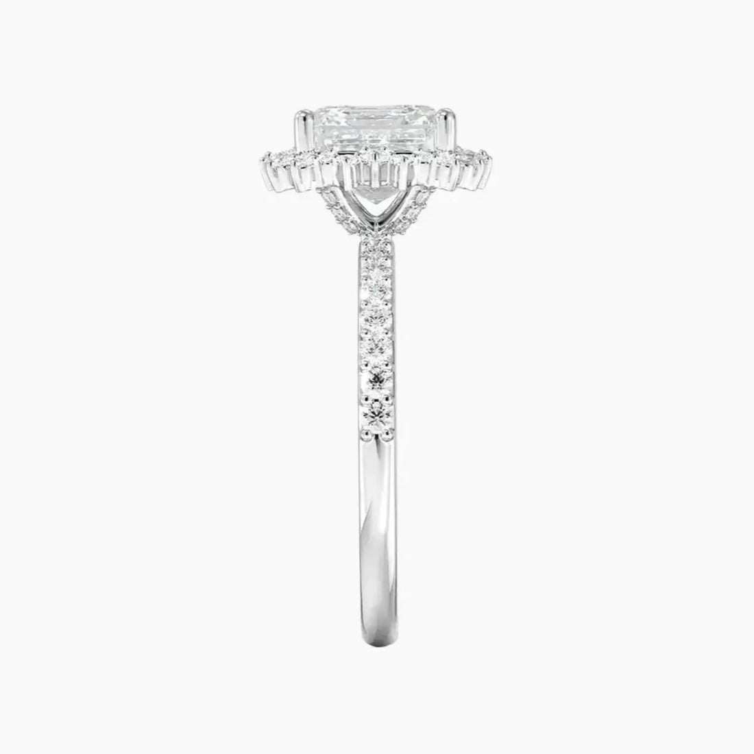 Coraline Asscher Designer Diamond Ring Setting in 18K White Gold