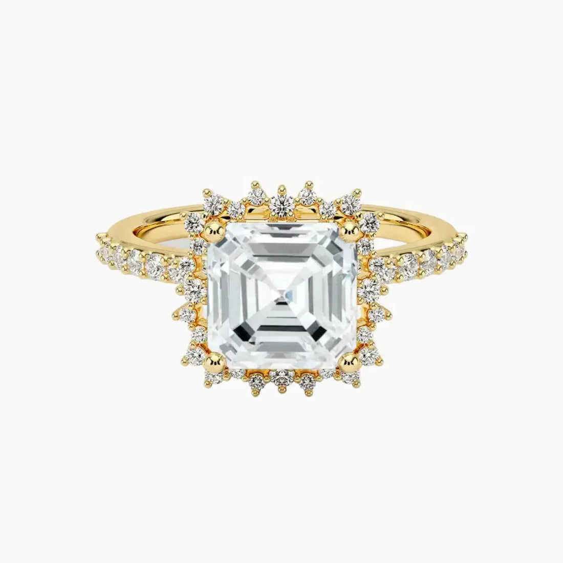 Coraline Asscher Designer Diamond Ring Setting in 14K Yellow Gold