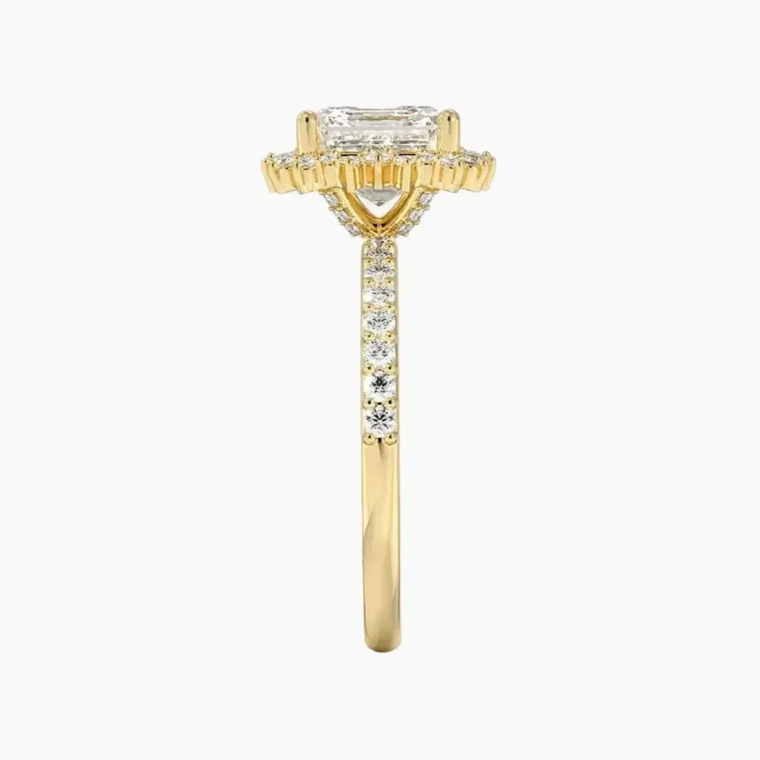 Coraline Asscher Designer Diamond Ring Setting in 14K Yellow Gold