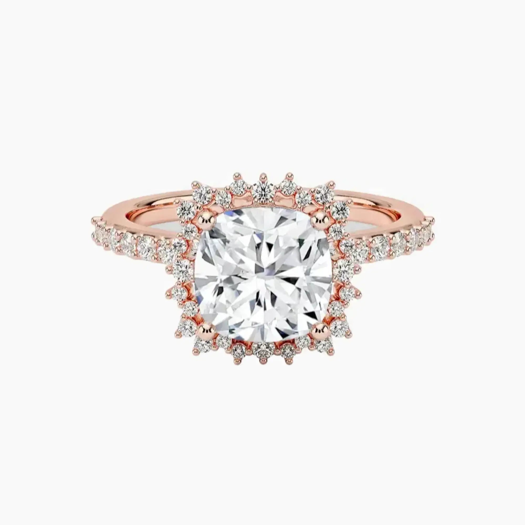 Coraline Cushion Designer 3 Carat Lab Grown Diamond Engagement Ring in 18K Rose Gold
