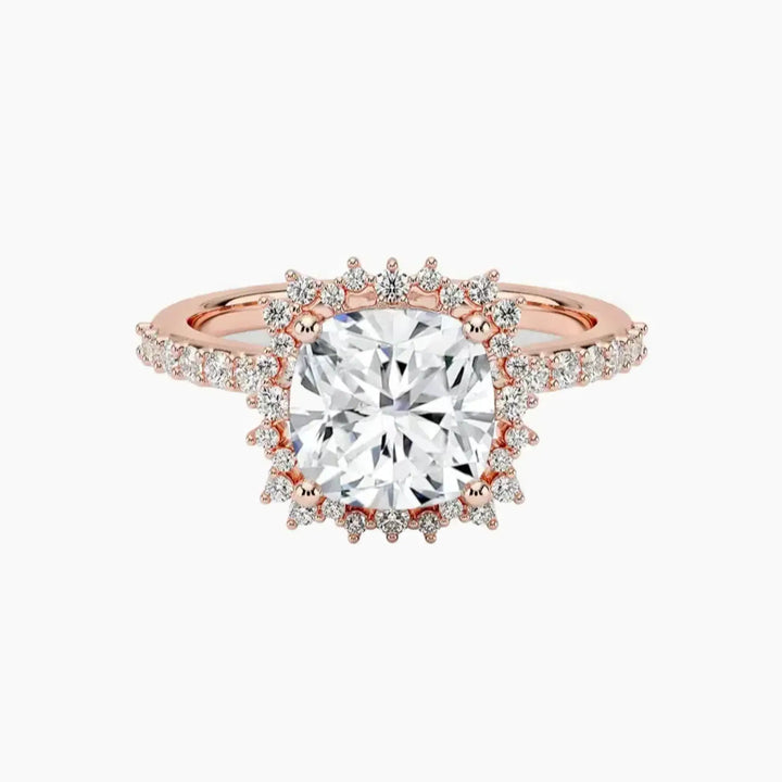 Coraline Cushion Designer 2 Carat Lab Grown Diamond Engagement Ring in 18K Rose Gold