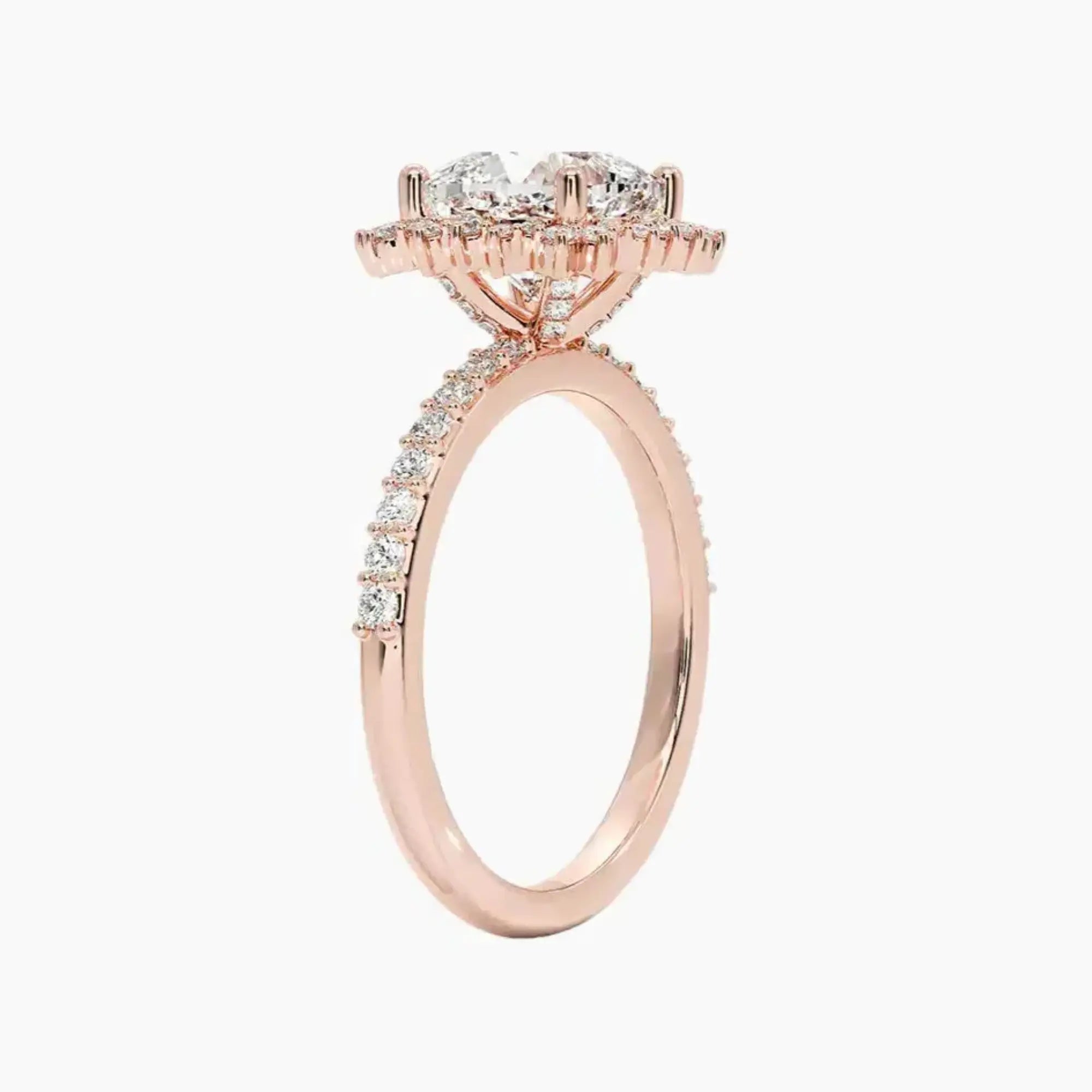 Coraline Cushion Designer 1.5 Carat Lab Grown Diamond Engagement Ring in 14K Rose Gold