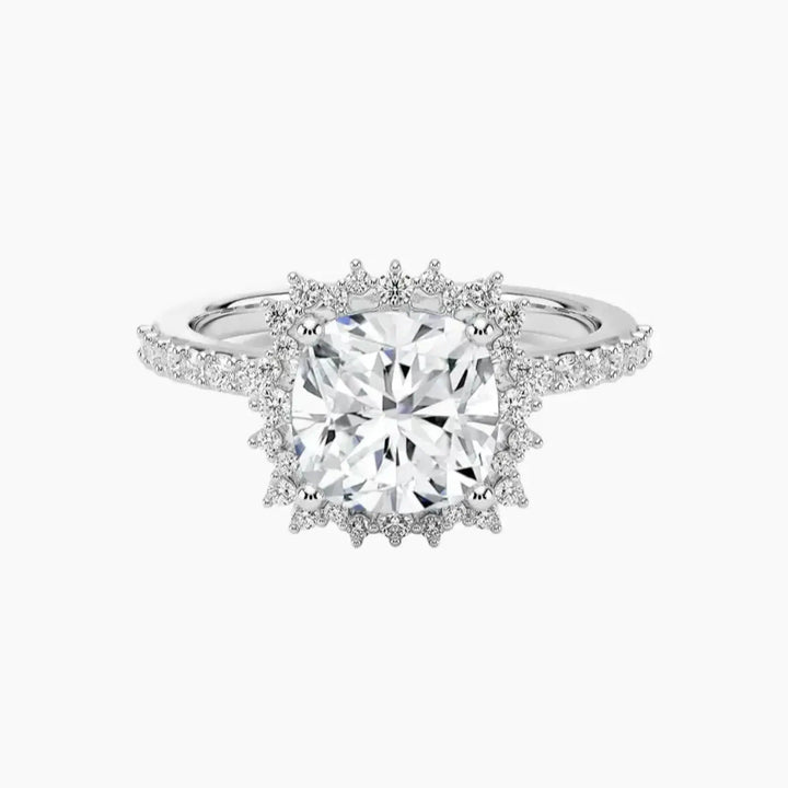 Coraline Cushion Designer 1 Carat Lab Grown Diamond Engagement Ring in 18K White Gold