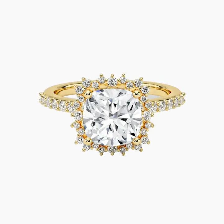 Coraline Cushion Designer 2 Carat Lab Grown Diamond Engagement Ring in 18K Yellow Gold