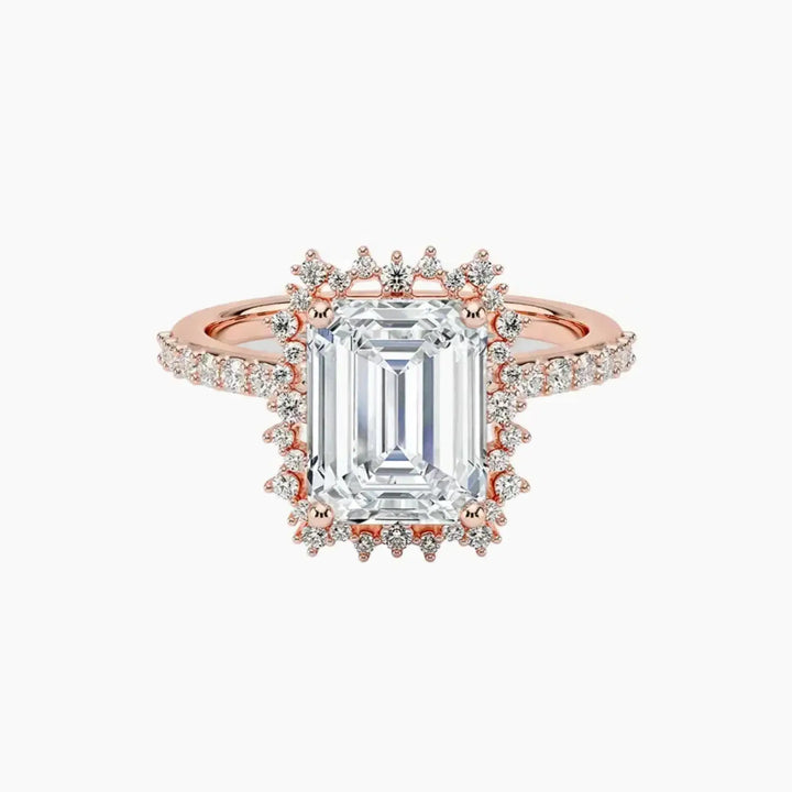 Coraline Emerald Designer 1.5 Carat Lab Grown Diamond Engagement Ring in 14K Rose Gold